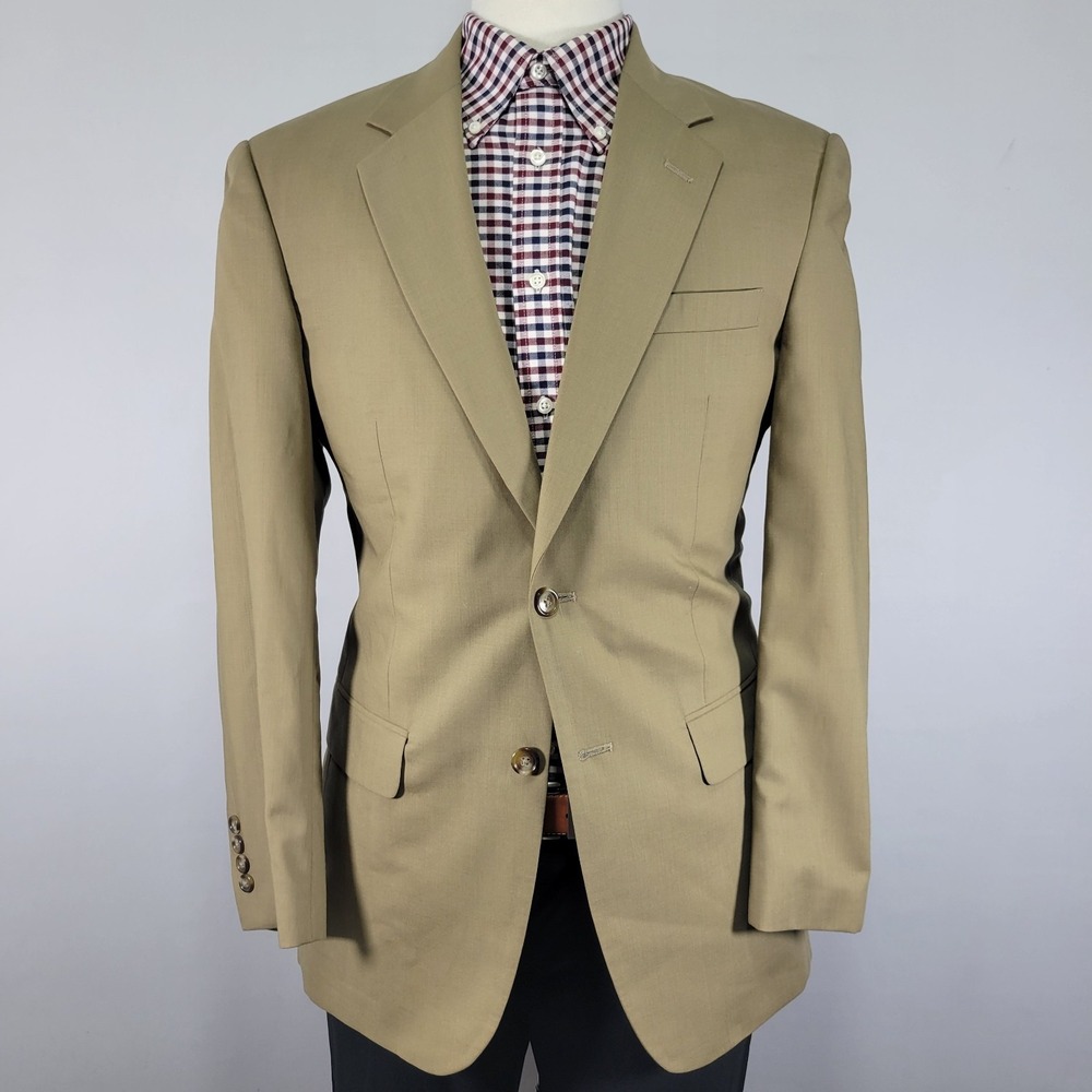 JOS A BANK‎ Men's Sport Coat Blazer Two Button Beige Wool Stays Cool 38R